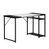 47.2" L x 23.6" D Writing Computer Desk, Home Office Study Desk with 2 Storage Shelves on Right Side, Fashion Simple Style Wood Table Metal Frame- Whi