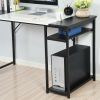47.2" L x 23.6" D Writing Computer Desk, Home Office Study Desk with 2 Storage Shelves on Right Side, Fashion Simple Style Wood Table Metal Frame- Whi