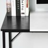 47.2" L x 23.6" D Writing Computer Desk, Home Office Study Desk with 2 Storage Shelves on Right Side, Fashion Simple Style Wood Table Metal Frame- Whi