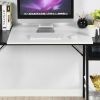 47.2" L x 23.6" D Writing Computer Desk, Home Office Study Desk with 2 Storage Shelves on Right Side, Fashion Simple Style Wood Table Metal Frame- Whi