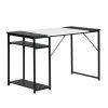 47.2" L x 23.6" D Writing Computer Desk, Home Office Study Desk with 2 Storage Shelves on Right Side, Fashion Simple Style Wood Table Metal Frame- Whi